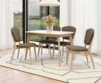 Eliving Solid Rubberwood 6 Seater Dining Set Table Chair Scandinavian White Washed Oak