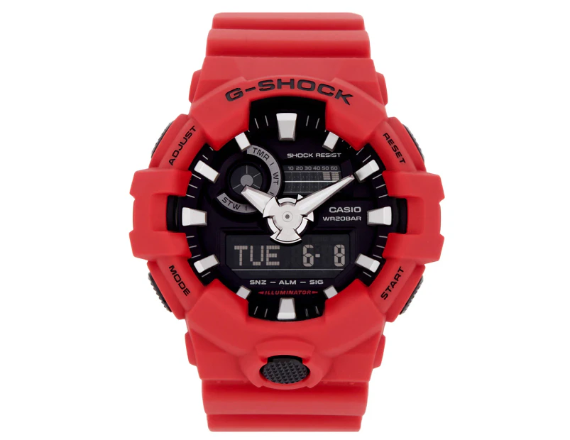 Casio G-Shock Men's 55mm GA700-A4 Analogue/Digital Resin Watch - Red