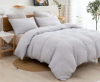 Natural Home Classic Pinstripe Linen Double Bed Quilt Cover Set - White/Navy