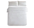 Natural Home Classic Pinstripe Linen Super King Bed Quilt Cover Set - White/Navy