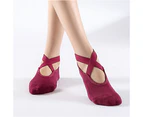 2 PCS Yoga Socks for Women Non-Slip Grips&Straps-Green&Red wine