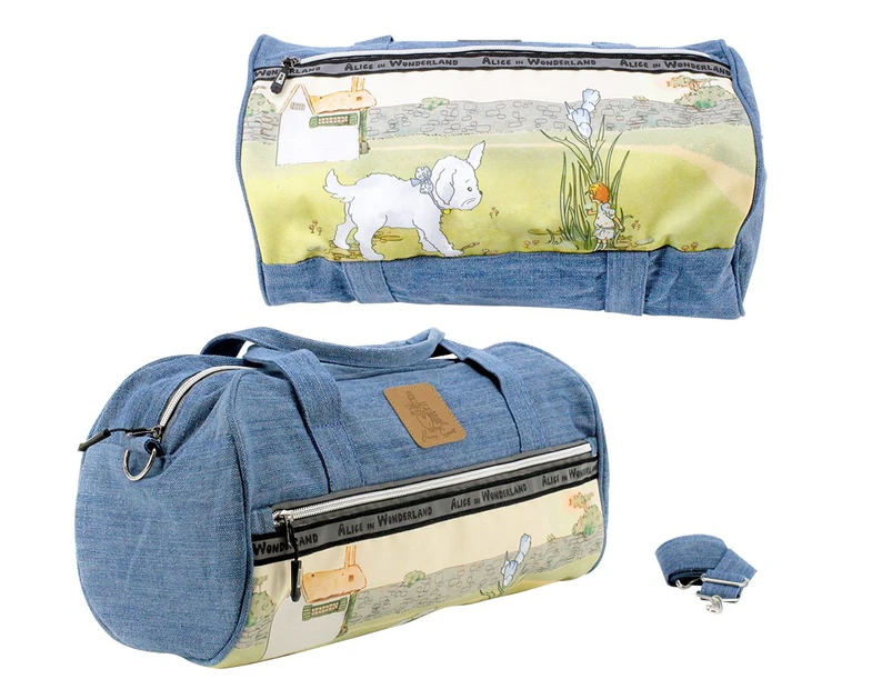 Young Spirit Alice In Wonderland Denim Carry On Duffle Bag - Alice with Puppy