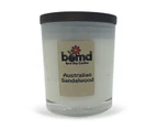 Australian Sandalwood 100% Soy Hand Poured Candle with Cotton Wick in Glass Jar Display - White