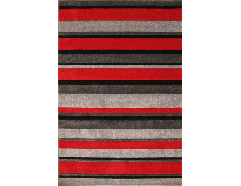 Boston Modern Striped Rug A892-Red-L.Grey - 270x180cm