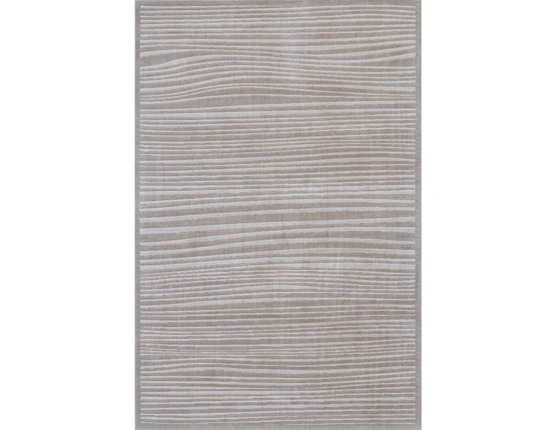 Bergamo Contemporary Striped Rug 3398F-Taupe-White - 290x200cm