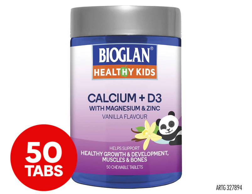 Bioglan Healthy Kids Calcium + D3 Vanilla 50 Tabs