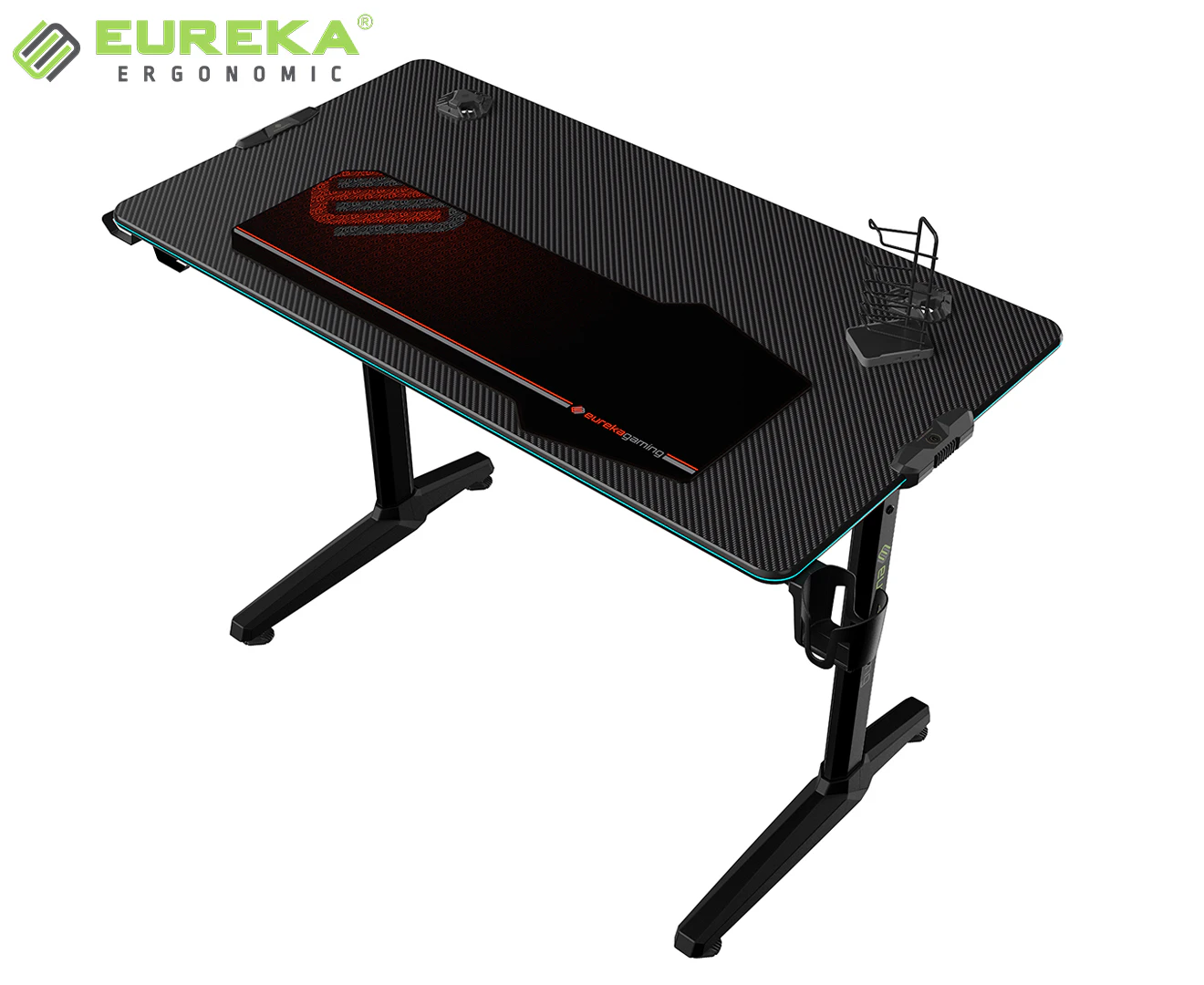 Eureka Ergonomic Colonel Series Gaming Office Desk + RGB Lighting - Black