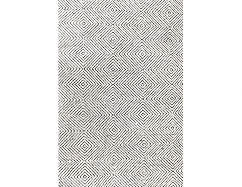 Delhi Flatweave Wool Rug Diamond-White-Black - 220x150cm