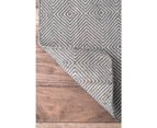 Delhi Flatweave Wool Rug Diamond-Grey-White - 220x150cm