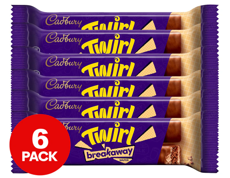 6 x Cadbury Twirl Breakaway Chocolate Bar 40g