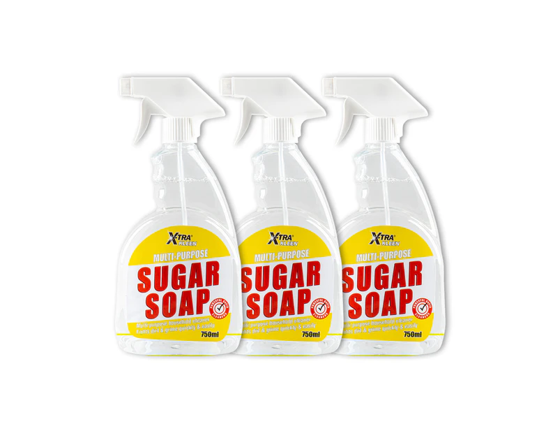 Xtra Kleen 3PK Sugar Soap Multi Purpose Cleaner Powerful Dirt Grime 750ml