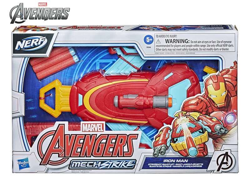 NERF Mech Strike: Marvel Avengers Iron Man Strikeshot Gauntlet Toy