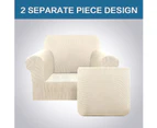 2 Pieces Stretch Sofa Cover With Separated Seat Cushion Cover Form Fit Couch Cover Lounge Cover Sofa Slip Cover Protectors For 1/2/3 Seater - Natural