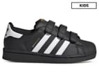 Adidas Originals Kids' Unisex Superstar Strap-On Leather Sneakers - Black/White 1