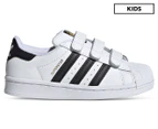 Adidas Originals Kids' Unisex Superstar Strap-On Leather Sneakers - White/Black
