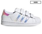 Adidas Originals Kids' Unisex Superstar Strap-On Leather Sneakers - White/Metallic Rainbow 1