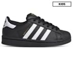 Adidas Originals Kids' Unisex Superstar Leather Sneakers - Black/White 1