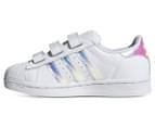 Adidas Originals Kids' Unisex Superstar Strap-On Leather Sneakers - White/Metallic Rainbow 3