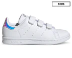 Adidas Originals Kids' Unisex Stan Smith Strap-On Leather Shoes - White/Silver Metallic