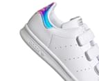 Adidas Originals Kids' Unisex Stan Smith Strap-On Leather Shoes - White/Silver Metallic 6