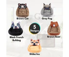 Floofi Pet Bed 3D Cartoon Square Round Pug Brown Grey Cat Pug Bear French Bulldog Shiba Inu - Brown Shiba Inu (L Round)