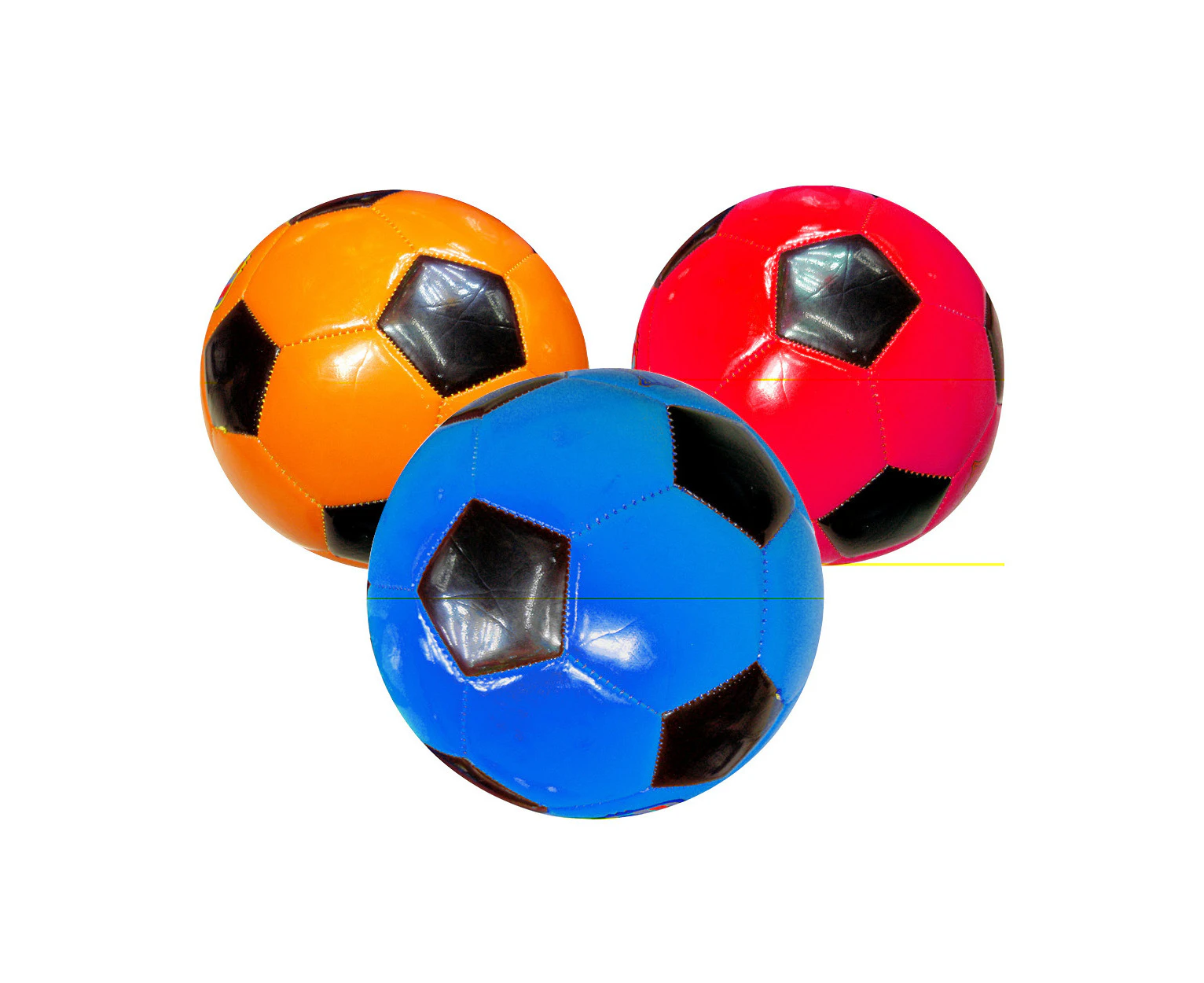 3PK Coloured Soccer Balls Butyl Rubber Bladder Composite Leather Texture Size 5