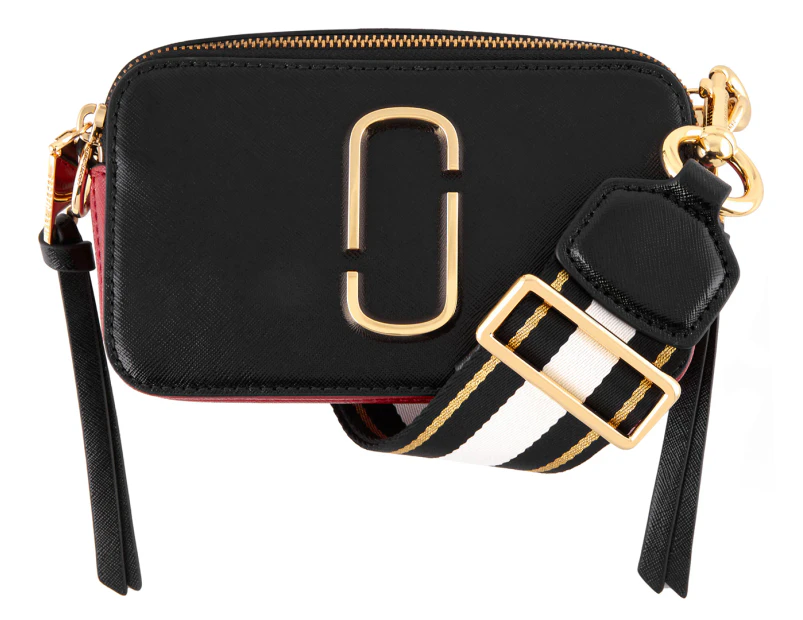 Marc Jacobs The Snapshot Leather Crossbody Bag - Black/Red