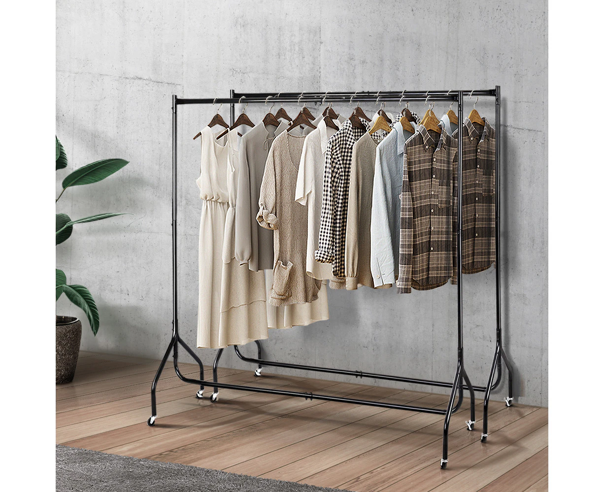 Artiss 2X Clothes Rack Coat Stand 6FT Rail Wheels