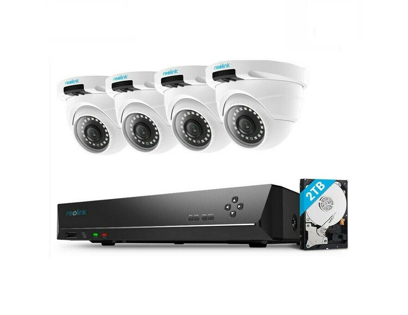 Reolink 4MP 8CH PoE Video Surveillance System 4 x Wired Outdoor 1440P PoE IP Cameras 8MP 5MP 4MP Supported 8 Channel NVR Security System w/2TB HDD/RLK8-420