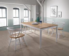 Eliving Dining Table 150 x 90cm Solid Wood 6 Seater Scandinavian - Natural + White
