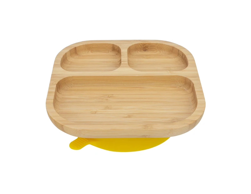 Tiny Dining Kids Bamboo Segmented Plate With Suction 18x18cm - Yellow Suction