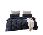 Dreamaker Tufted Washed Vintage Cotton Quilt Cover Set Molly Charcoal