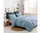 Dreamaker Tufted Washed Vintage Cotton Quilt Cover Set - Kye Blue