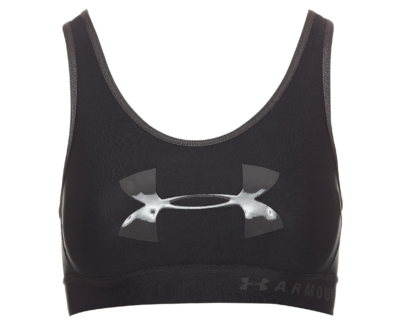 Under Armour Women's Mid Keyhole Graphic Sports Bra - Black/Jet Grey