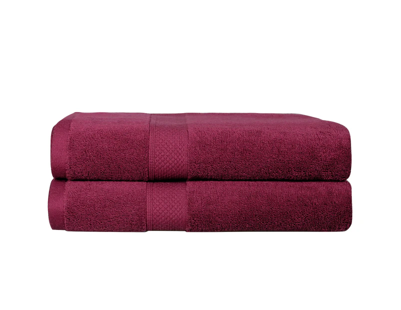 Justlinen-luxe Luxury Cotton Bath Towel Set 2-Pack - Burgundy