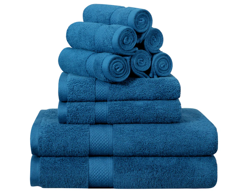 Justlinen-luxe Luxury 10-Piece Cotton Bath Towel Set - Navy