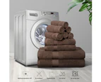 Justlinen-luxe Luxury 10-Piece Cotton Bath Towel Set - Chocolate Brown
