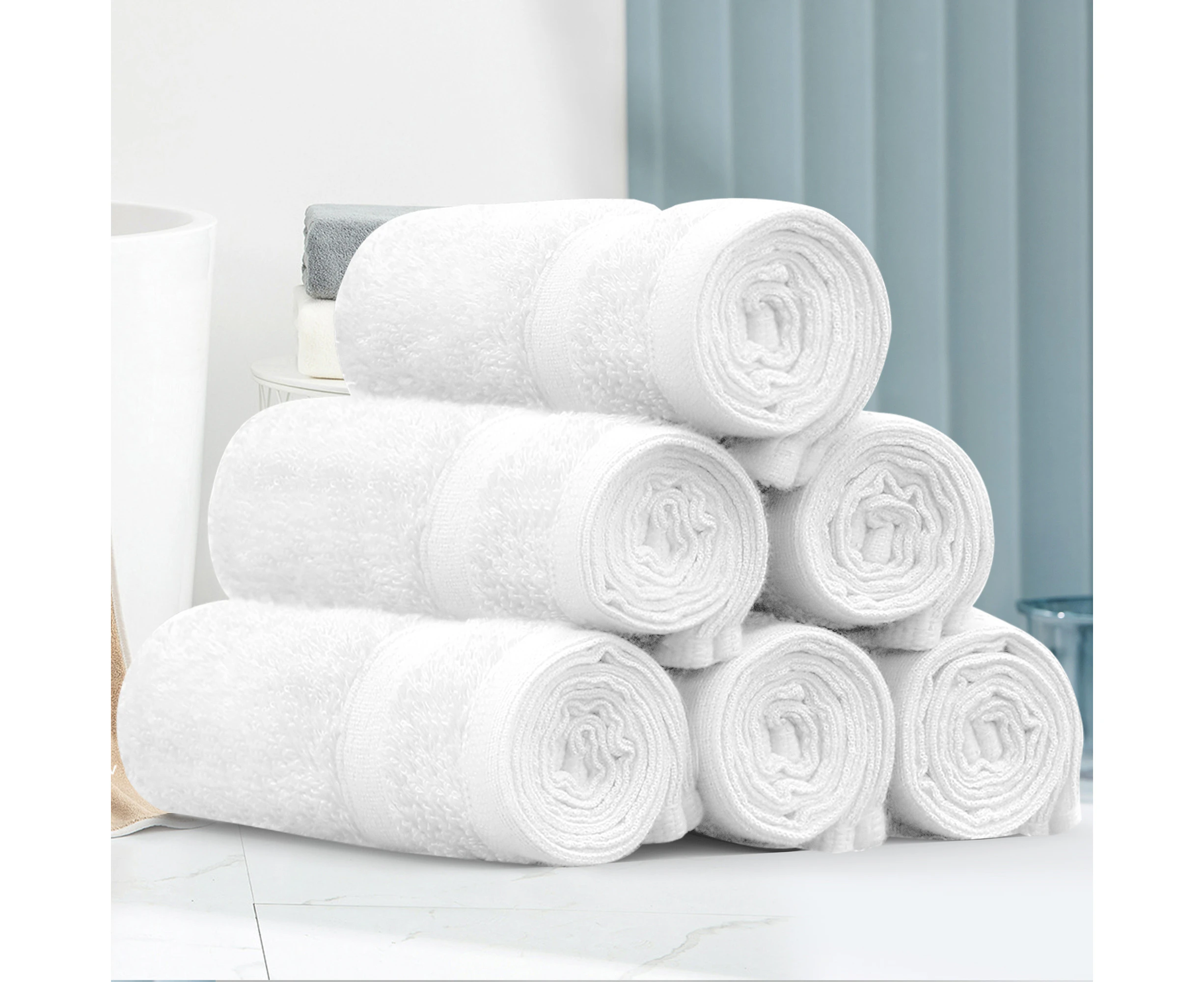 Justlinen-luxe Cotton Face Washers Set 6-Pack - White