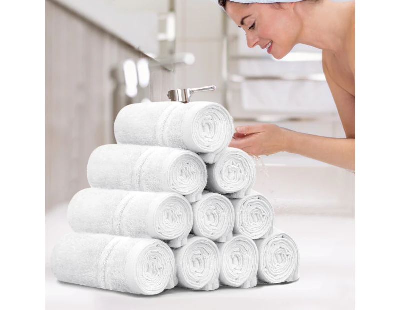 Justlinen-luxe Cotton Face Washers Set 10-Pack - White