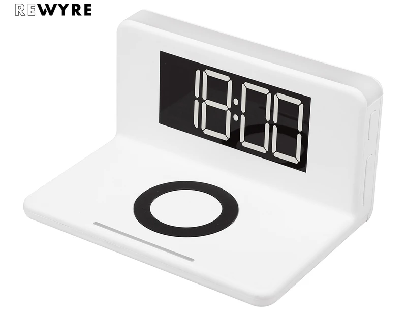 Rewyre Alarm Clock Wireless Charger - White