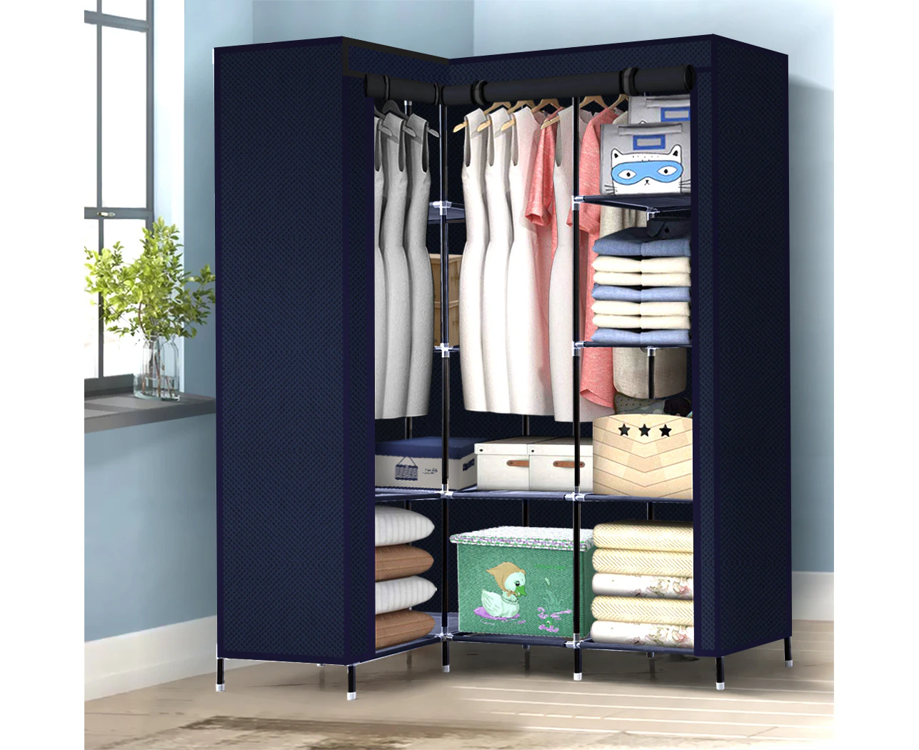 Levede Portable Clothes Closet Wardrobe Storage Cloth Organiser Unit Shelf Rack