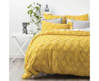 Park Avenue Medallion Cotton Vintage Washed Tufted Quilt Cover Set - Misted Yellow