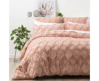 Park Avenue Medallion Cotton Vintage Washed Tufted Quilt Cover Set - Blush