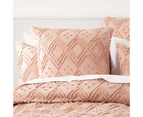 Park Avenue Medallion Cotton Vintage Washed Tufted Quilt Cover Set - Blush