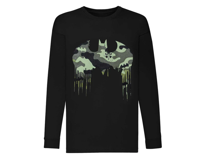 Batman Girls Camo Logo Long-Sleeved T-Shirt (Black) - PG1537