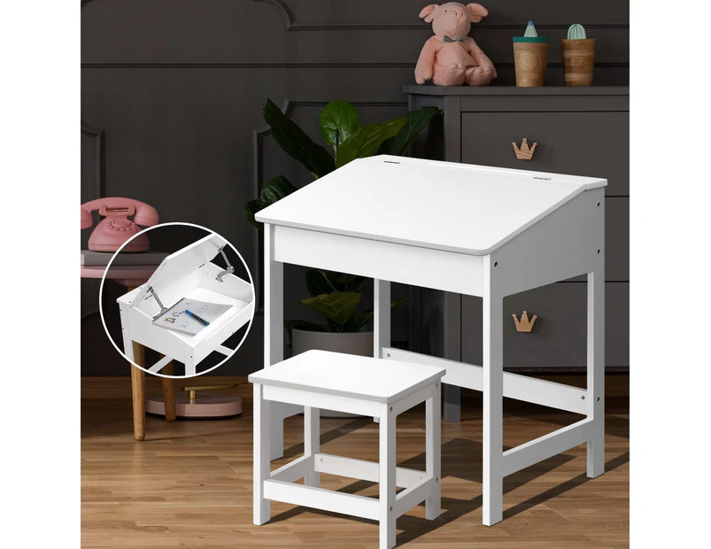 Kids Table and Chairs Set Children Drawing Writing Desk Storage Toys Play