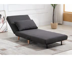 Wooden Frame Adjustable Sofa Bed Comfortable Chair Single Seater Dark Grey