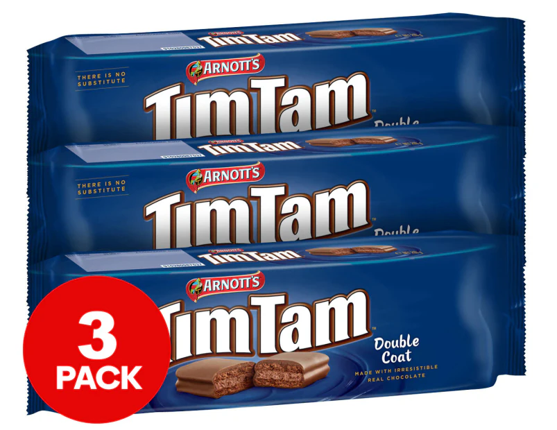 3 x Arnott's Tim Tam Chocolate Biscuits Double Coat 200g