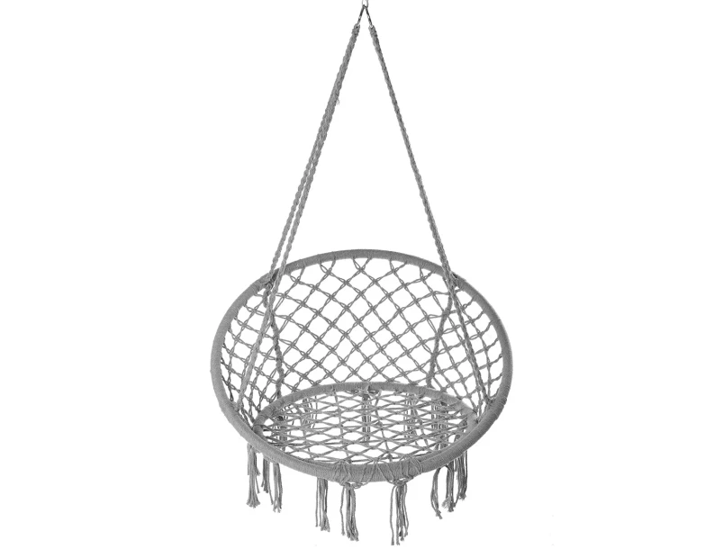 120CM Deluxe Hanging Hammock Chair Macrame Cotton Swing Bed Relax Outdoor/Indoor Grey