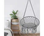 120CM Deluxe Hanging Hammock Chair Macrame Cotton Swing Bed Relax Outdoor/Indoor Grey